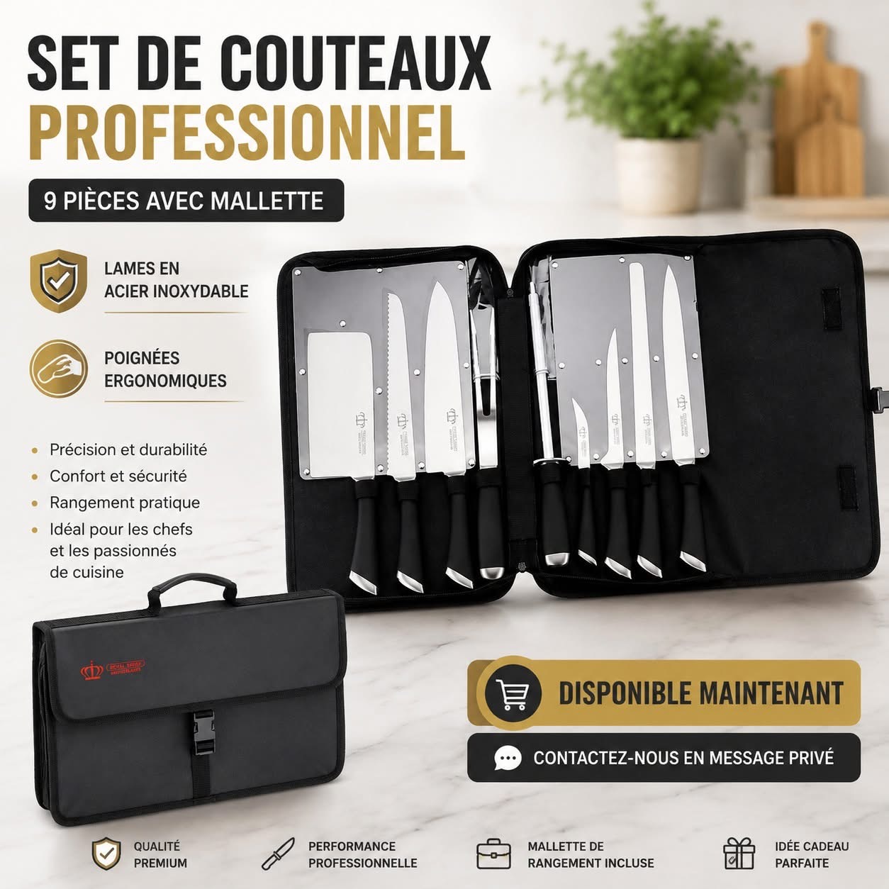 Ensemble de 8 couteaux avec sac