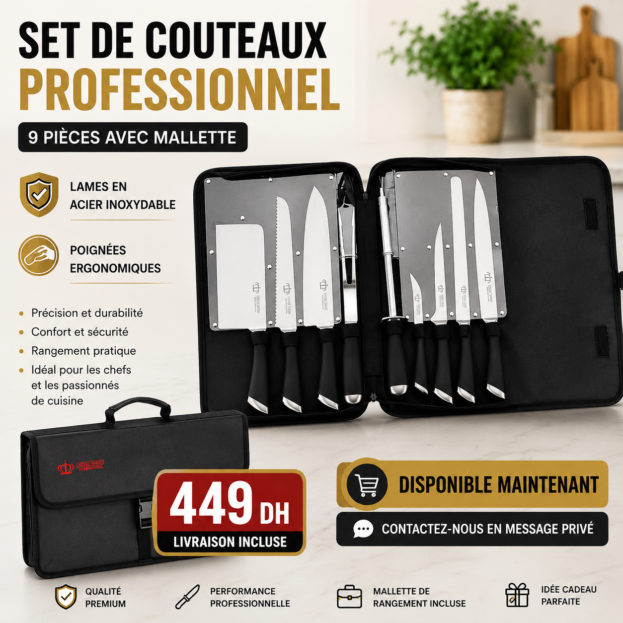 Ensemble de 8 couteaux avec sac